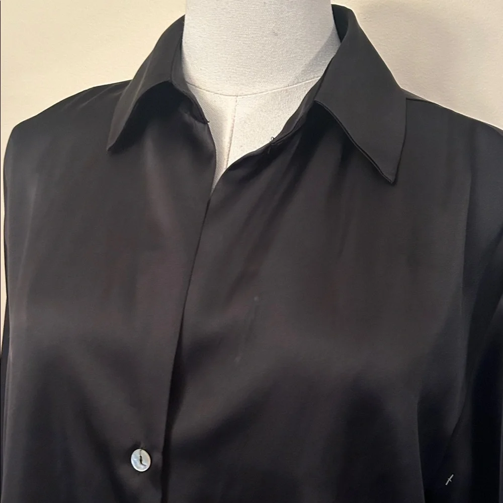 Zara Black Satin Button-Down Shirt - Picture 5 of 8